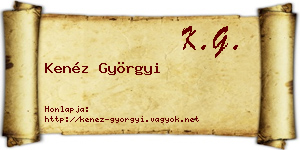Kenéz Györgyi névjegykártya